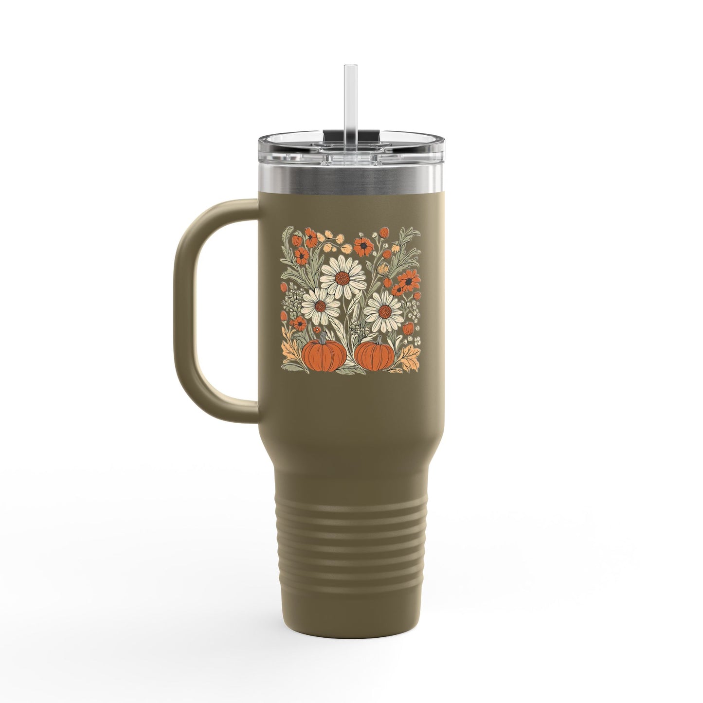 Fall Floral Insulated Travel Mug, 40oz - Eco-Friendly Cup, Autumn Decor, Perfect for Coffee Lovers, Seasonal Gift