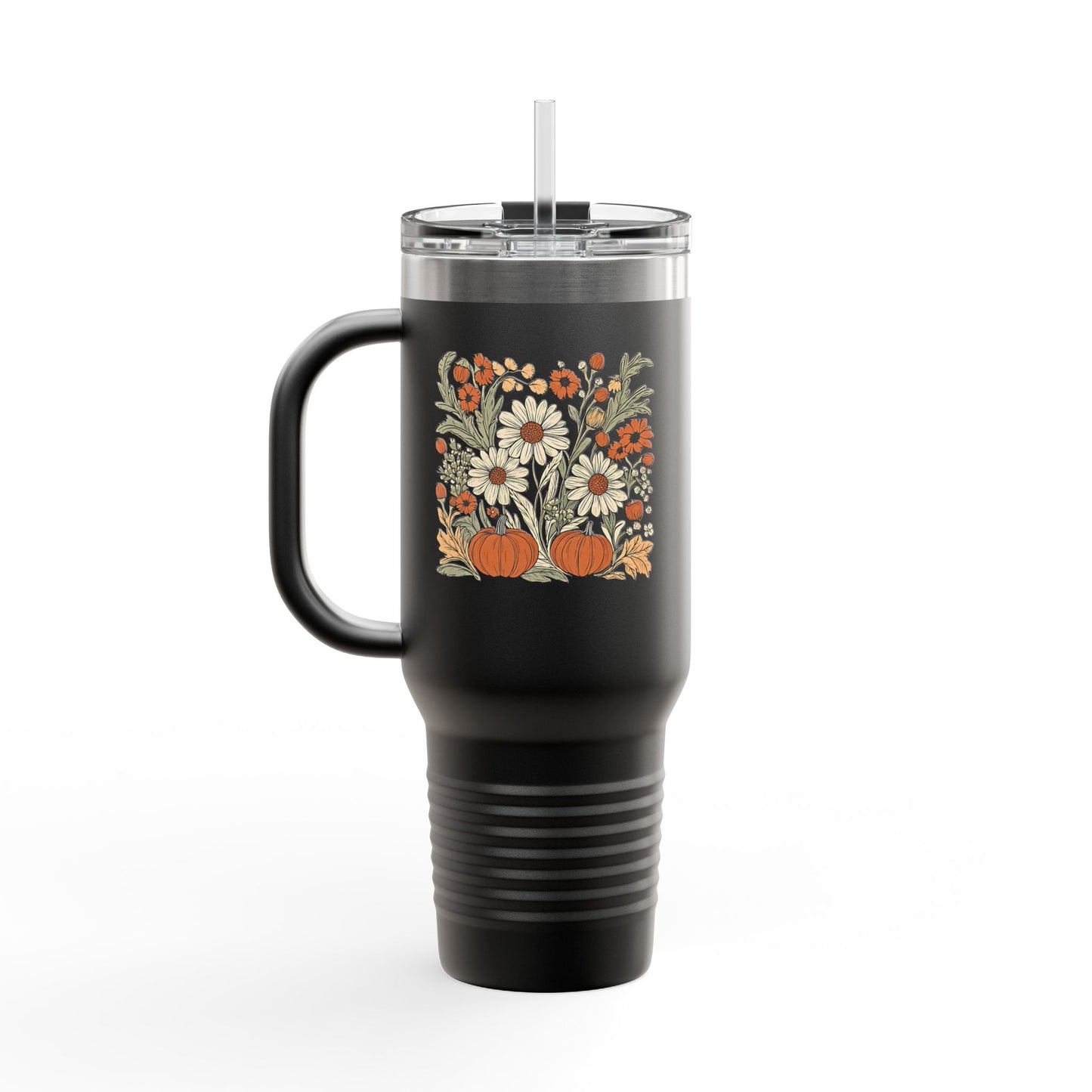 Fall Floral Insulated Travel Mug, 40oz - Eco-Friendly Cup, Autumn Decor, Perfect for Coffee Lovers, Seasonal Gift