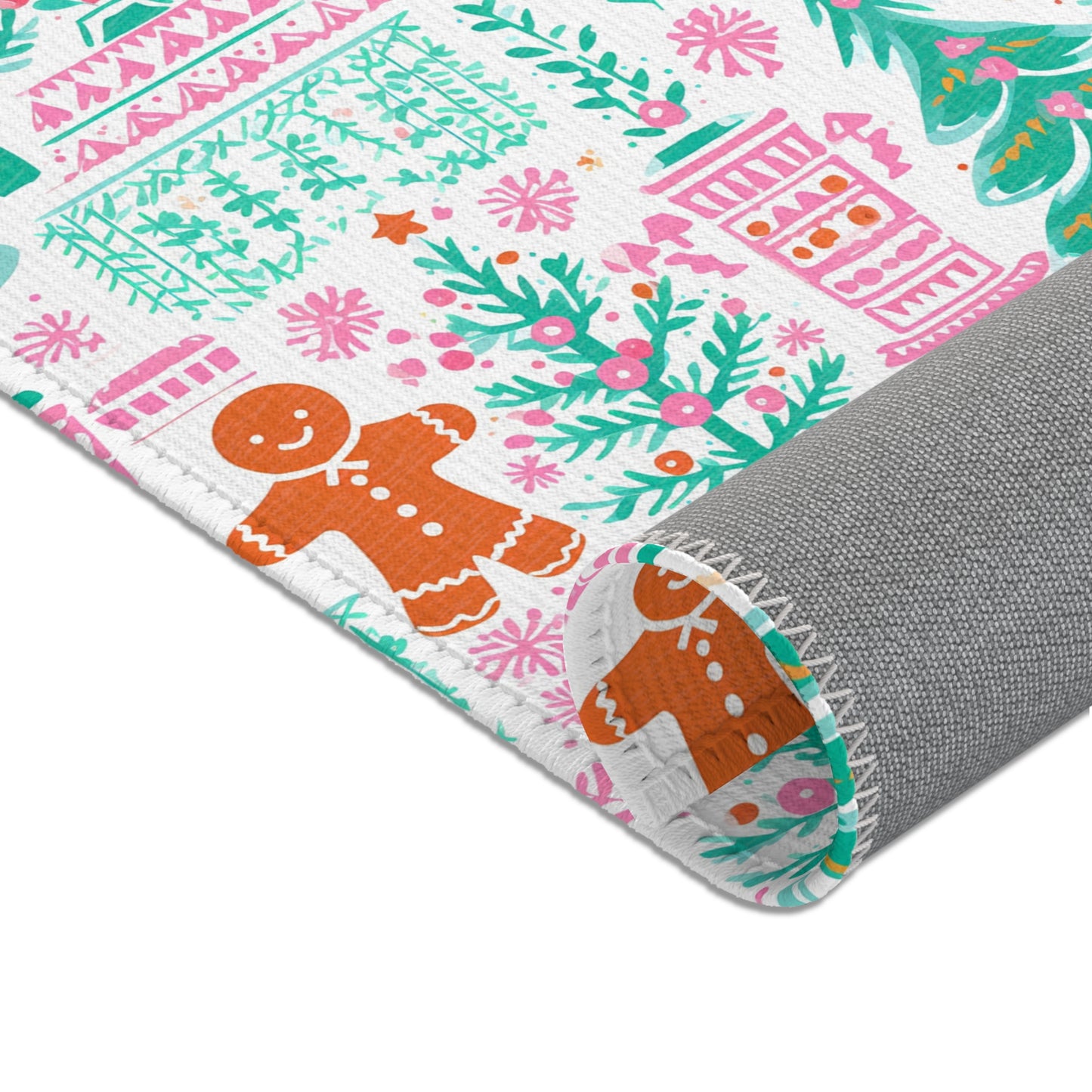 Bright Pastel Christmas Tree Rug | Festive Holiday Accent Rug