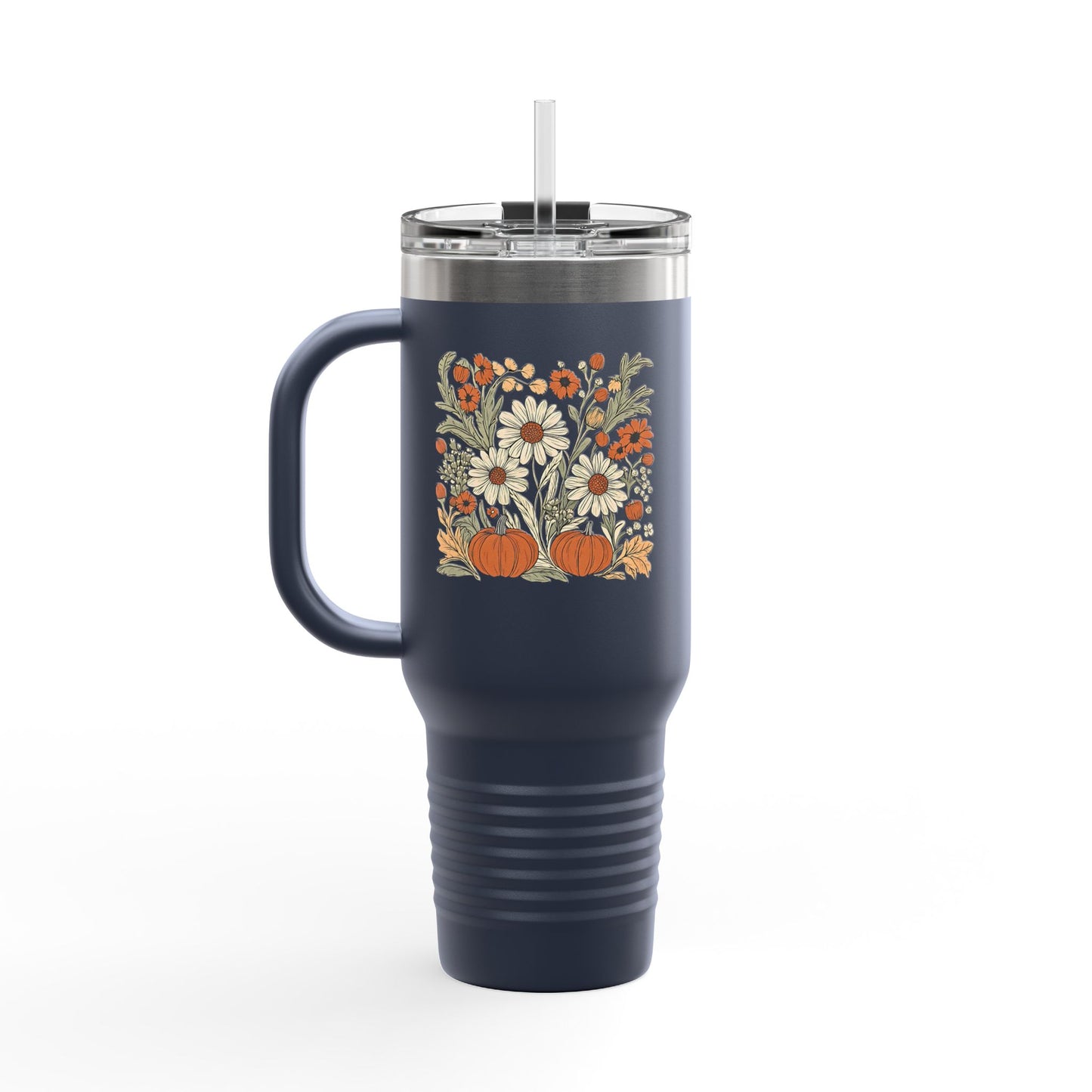 Fall Floral Insulated Travel Mug, 40oz - Eco-Friendly Cup, Autumn Decor, Perfect for Coffee Lovers, Seasonal Gift
