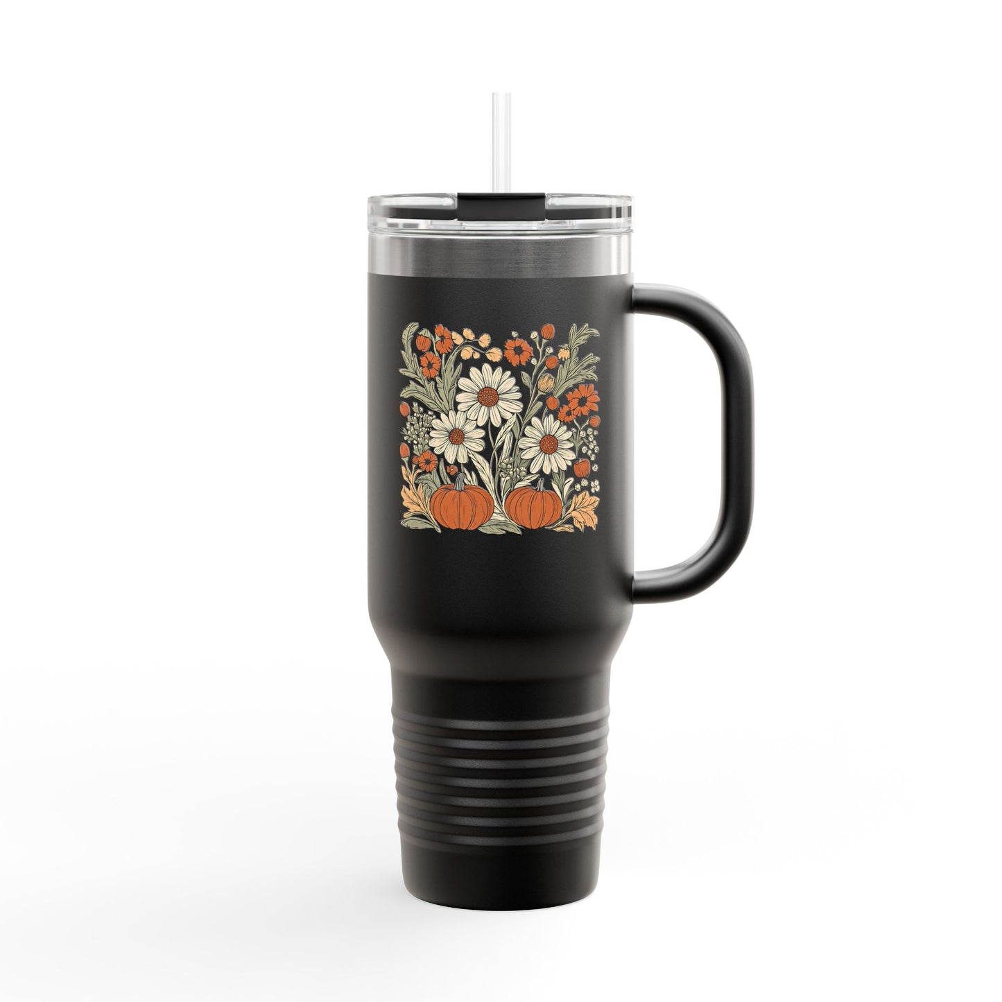 Fall Floral Insulated Travel Mug, 40oz - Eco-Friendly Cup, Autumn Decor, Perfect for Coffee Lovers, Seasonal Gift