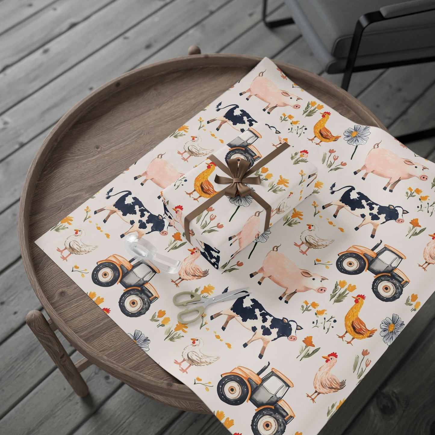 Farm Animal Wrapping Paper – Tractor & Barnyard Gift Wrap for Kids & Families
