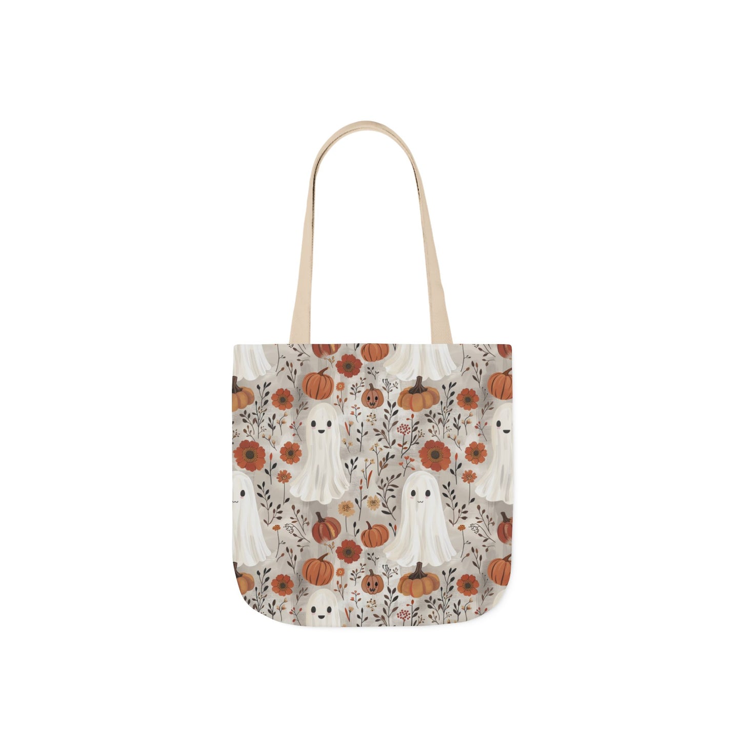Spooky Cute Halloween Tote Bag – Ghost & Pumpkin All-Over Print