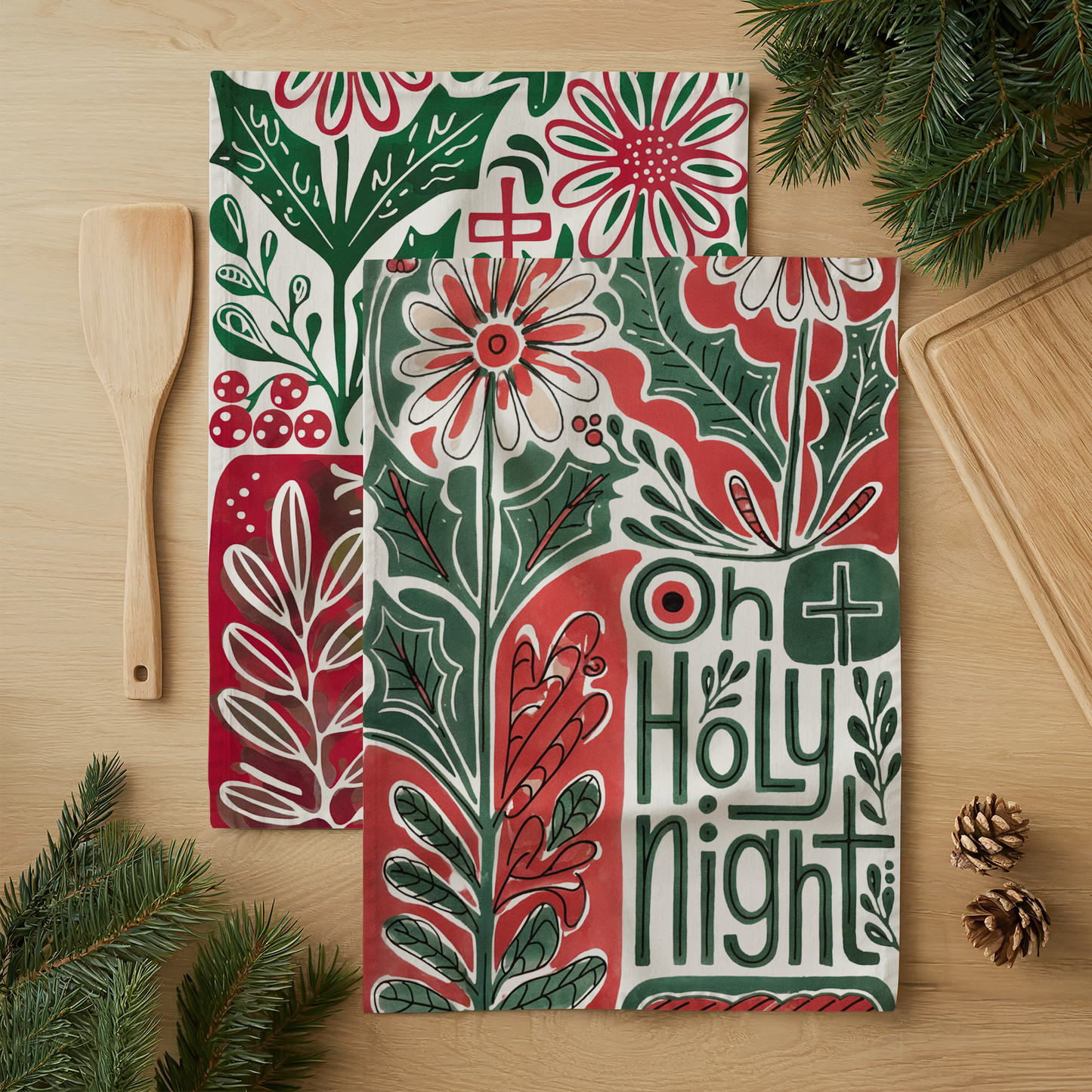 Festive Holiday Tea Towel – “Oh Holy Night”