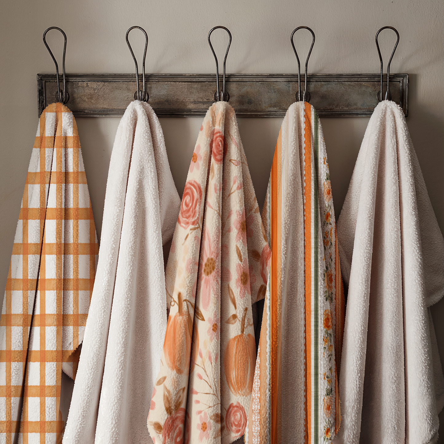 Pumpkin Floral Velveteen Microfiber Blanket