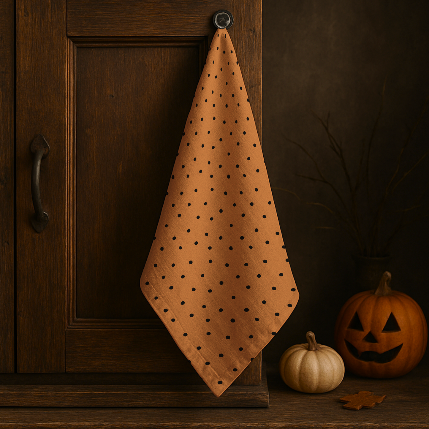 Spooky Polka Dot Halloween Tea Towel | Farmhouse Fall Fun