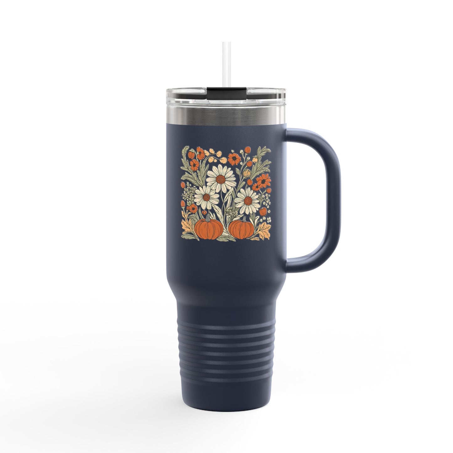 Fall Floral Insulated Travel Mug, 40oz - Eco-Friendly Cup, Autumn Decor, Perfect for Coffee Lovers, Seasonal Gift