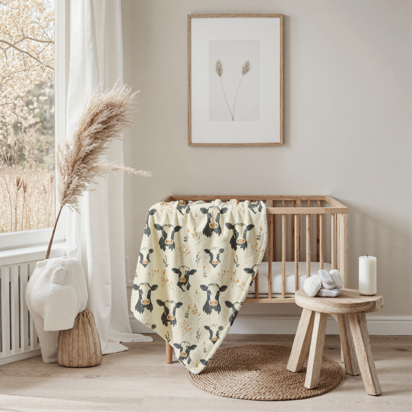 Farmhouse Cow Print Blanket | Cozy Rustic Country Throw