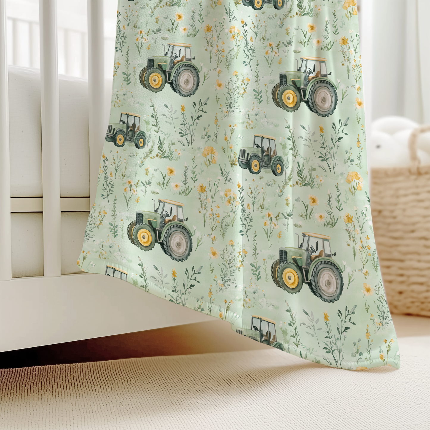 Cozy Tractor Print Plush Velveteen Blanket