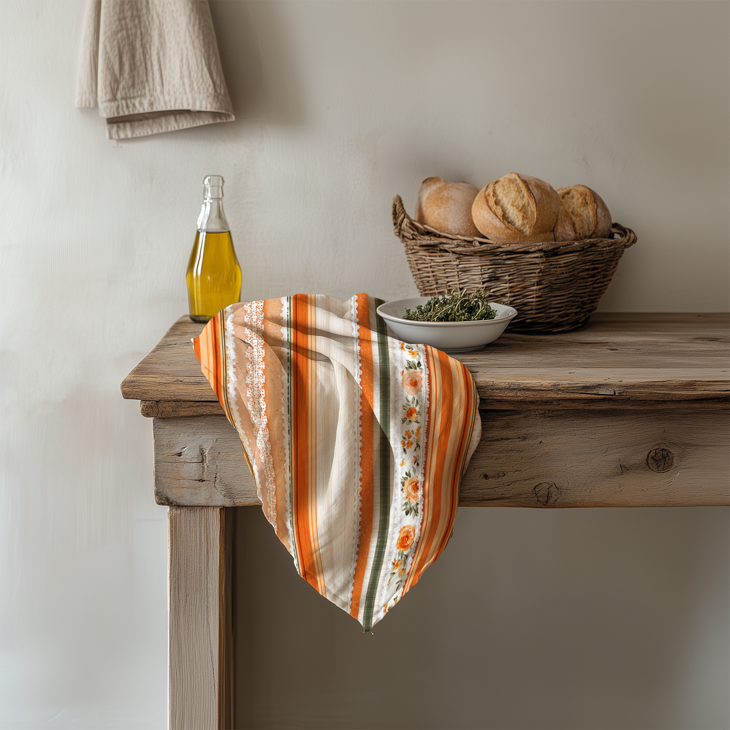 Fall Cotton Tea Towel | Farmhouse Kitchen Décor | Rustic Autumn Striped Towel