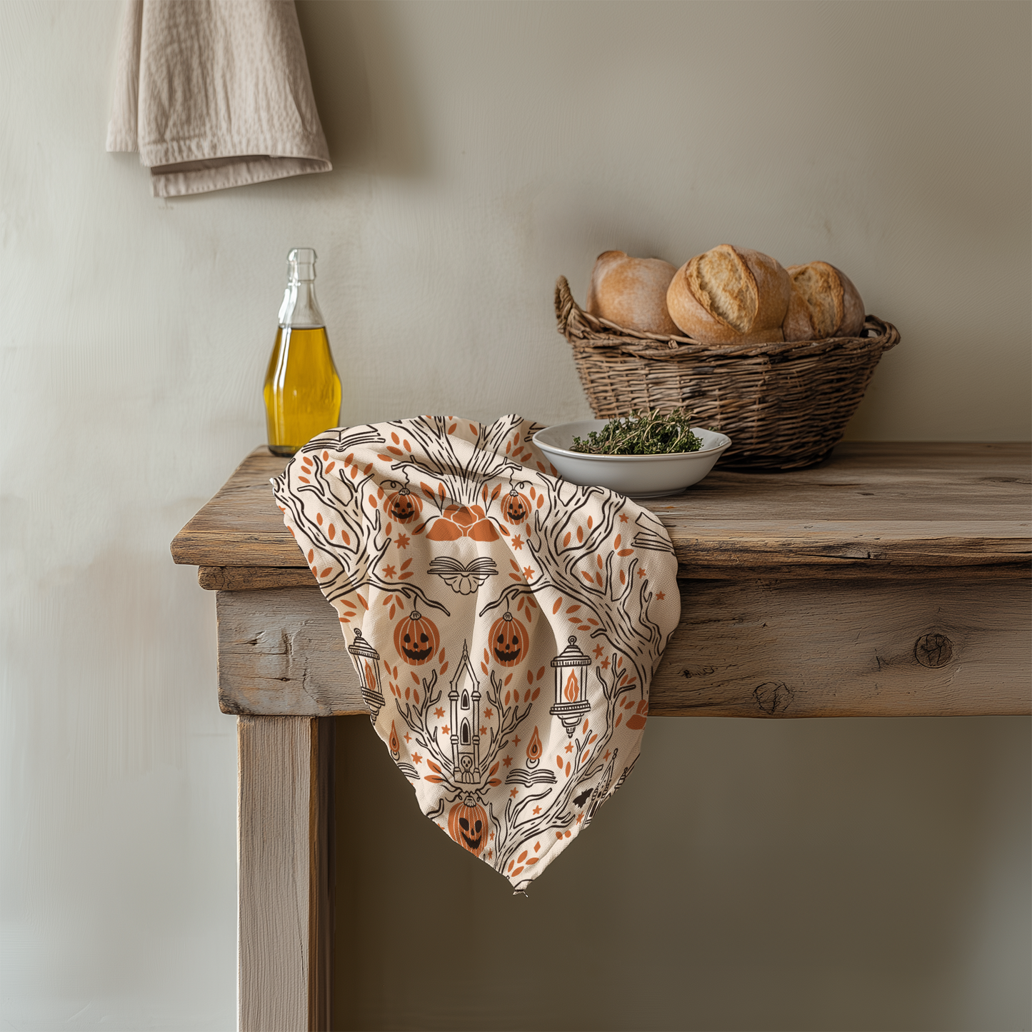 Haunted Harvest Tea Towel | Spooky-Cute Kitchen Décor