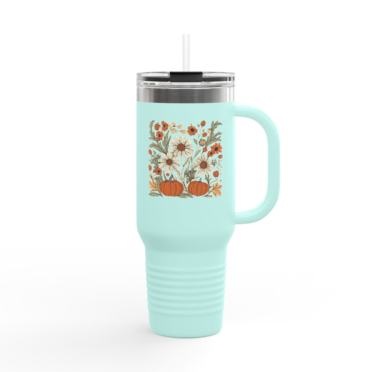 Fall Floral Insulated Travel Mug, 40oz - Eco-Friendly Cup, Autumn Decor, Perfect for Coffee Lovers, Seasonal Gift