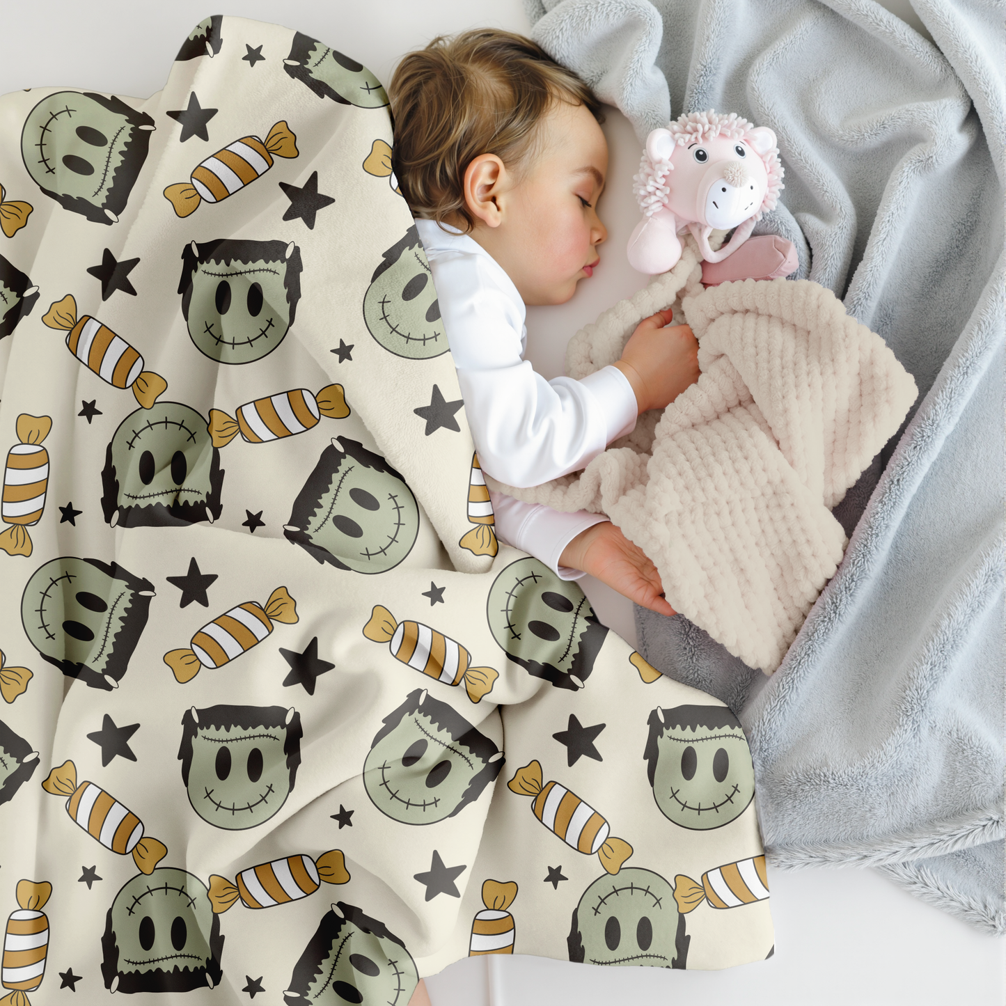Spooky Cute Frankenstein Blanket – Velveteen Plush Baby & Toddler Throw