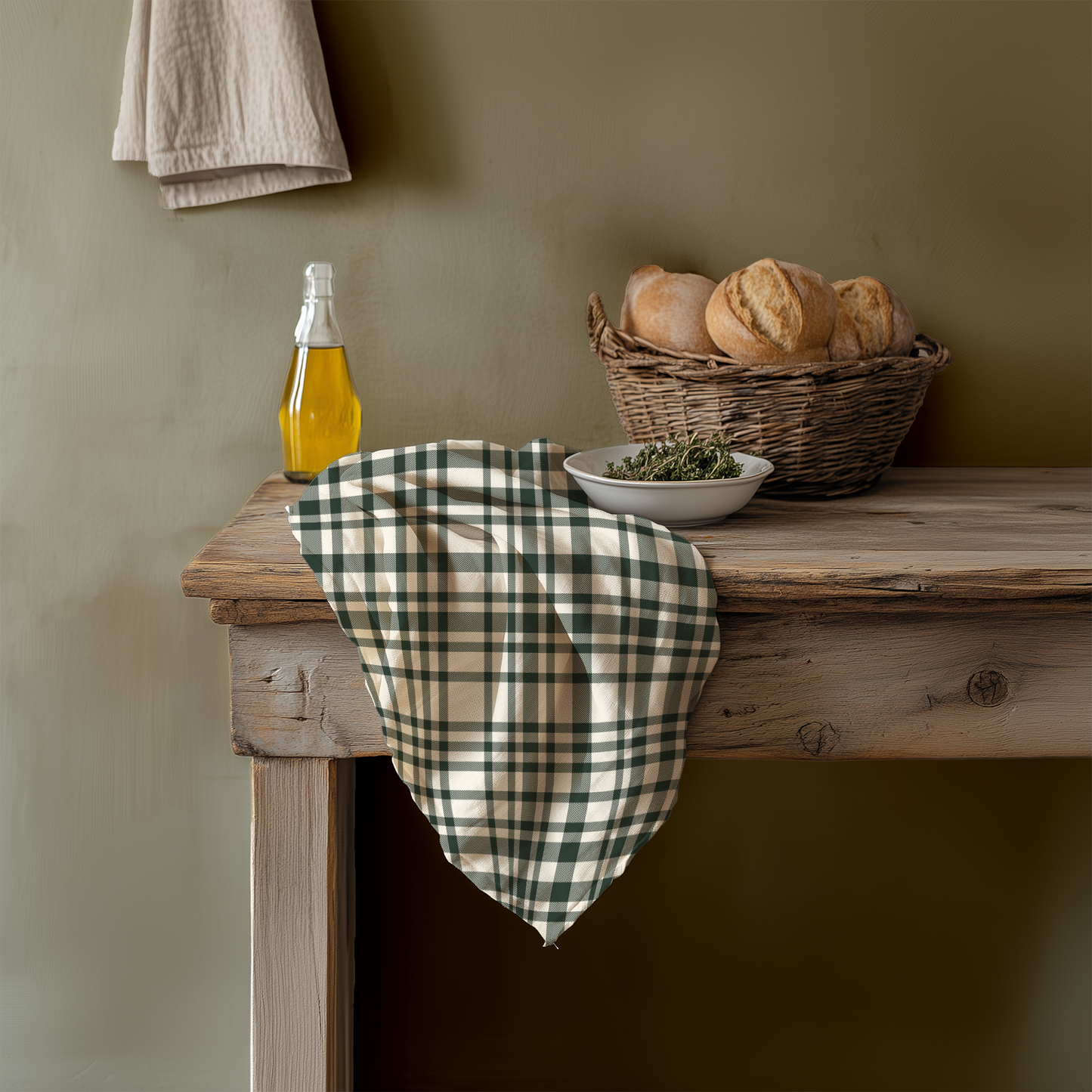 Autumn Pumpkins Plaid Cotton Tea Towel
