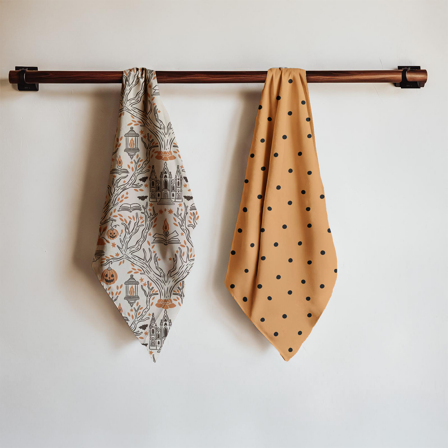 Spooky Polka Dot Halloween Tea Towel | Farmhouse Fall Fun
