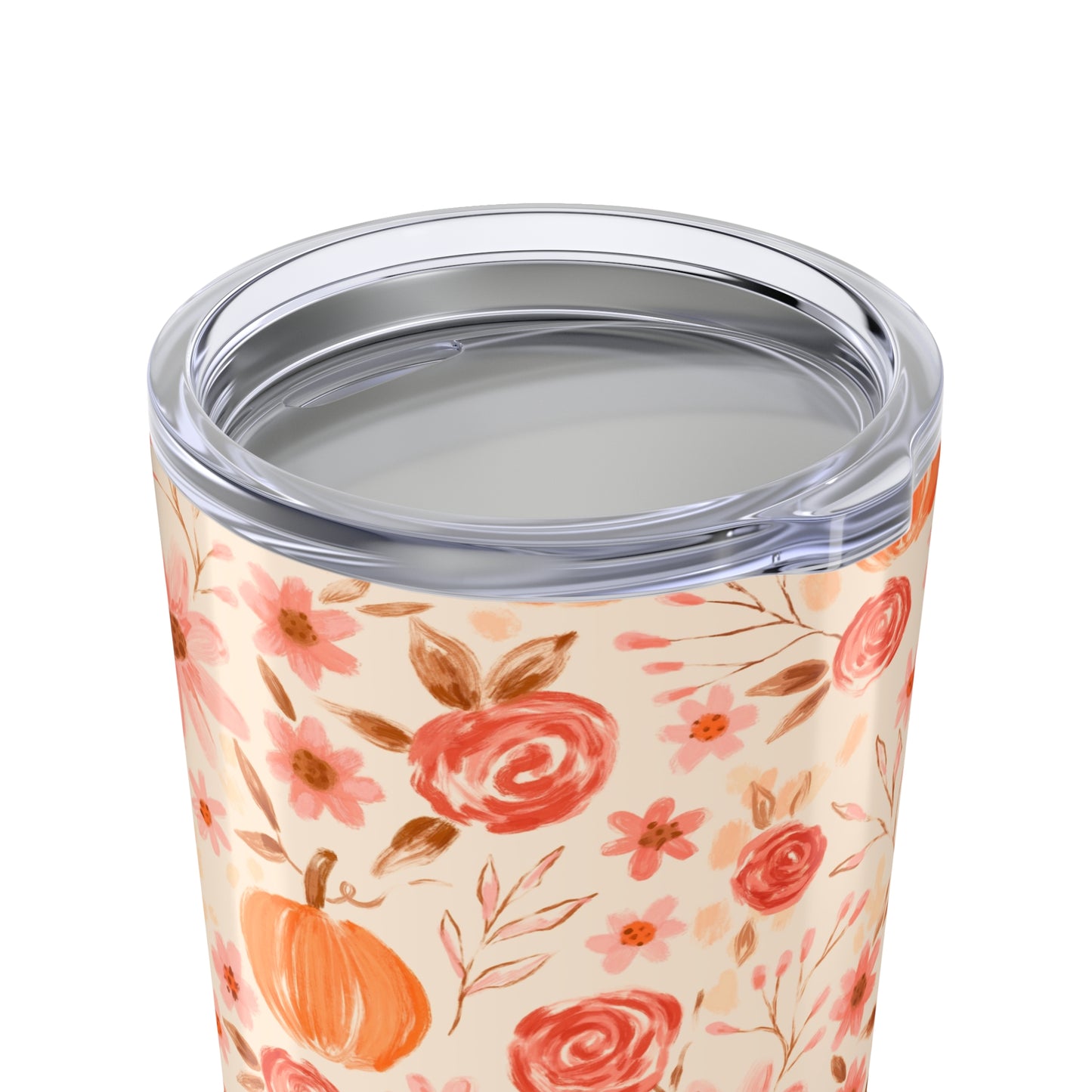 Fall Floral Tumbler 20oz | Pumpkin Decor Travel Mug | Autumn Drinkware Gift | Cute Floral Pattern | Thanksgiving, Halloween, Pumpkin Spice