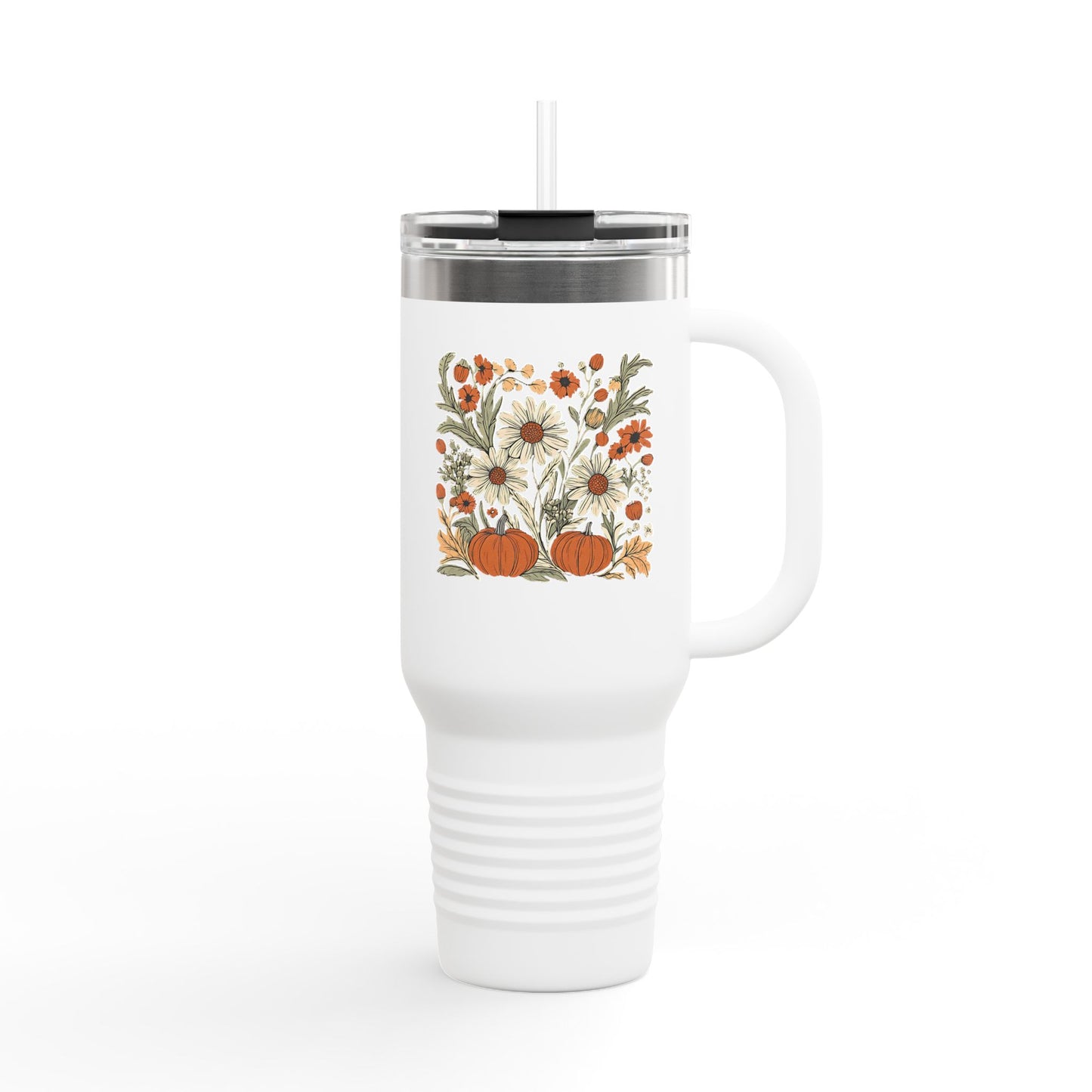Fall Floral Insulated Travel Mug, 40oz - Eco-Friendly Cup, Autumn Decor, Perfect for Coffee Lovers, Seasonal Gift