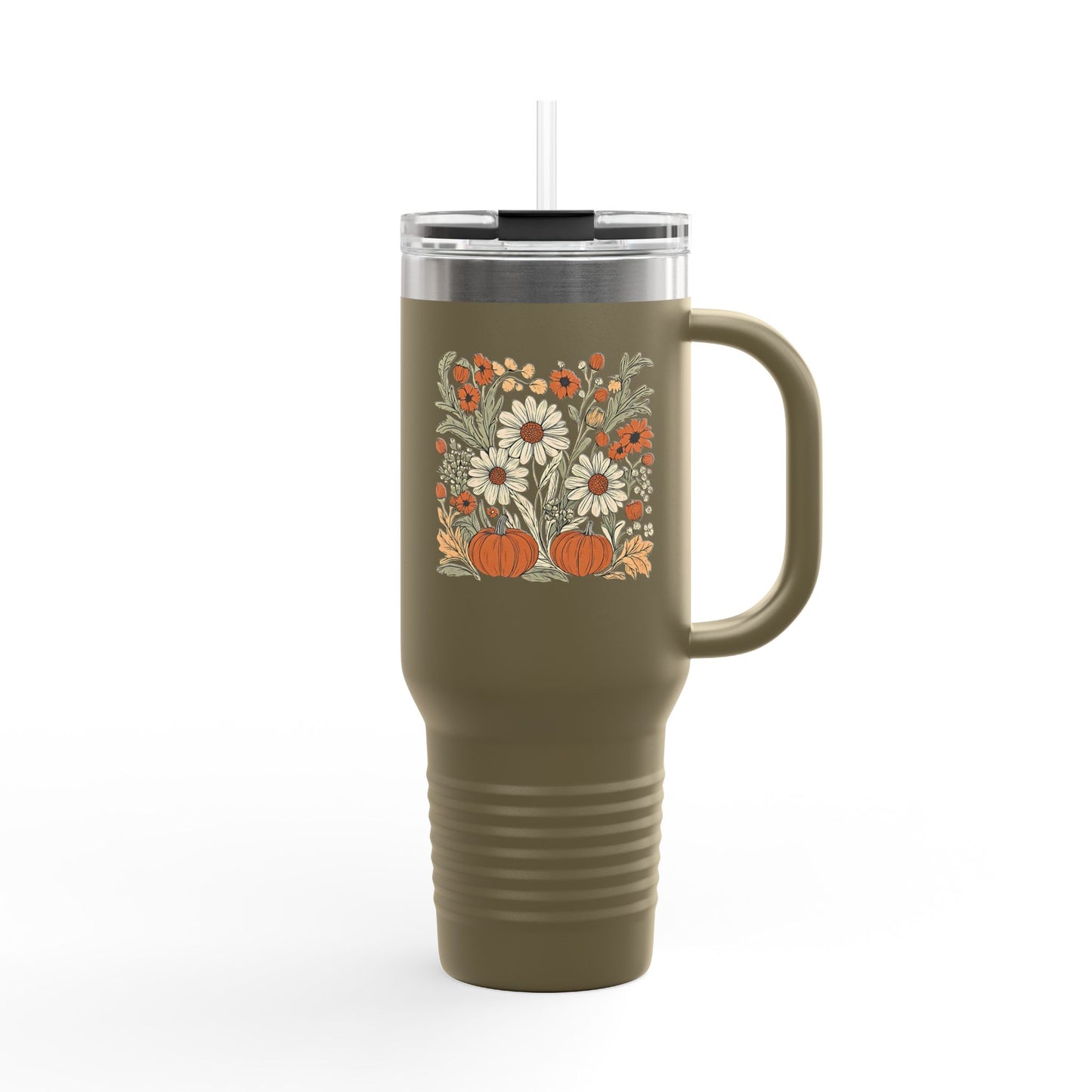 Fall Floral Insulated Travel Mug, 40oz - Eco-Friendly Cup, Autumn Decor, Perfect for Coffee Lovers, Seasonal Gift