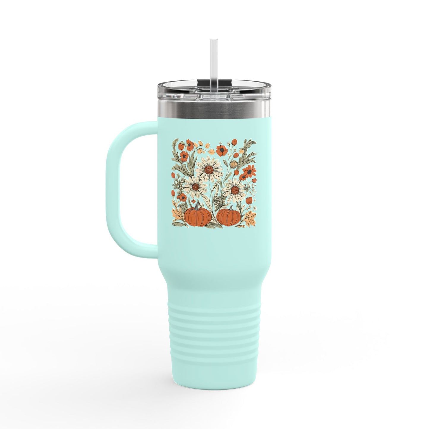 Fall Floral Insulated Travel Mug, 40oz - Eco-Friendly Cup, Autumn Decor, Perfect for Coffee Lovers, Seasonal Gift