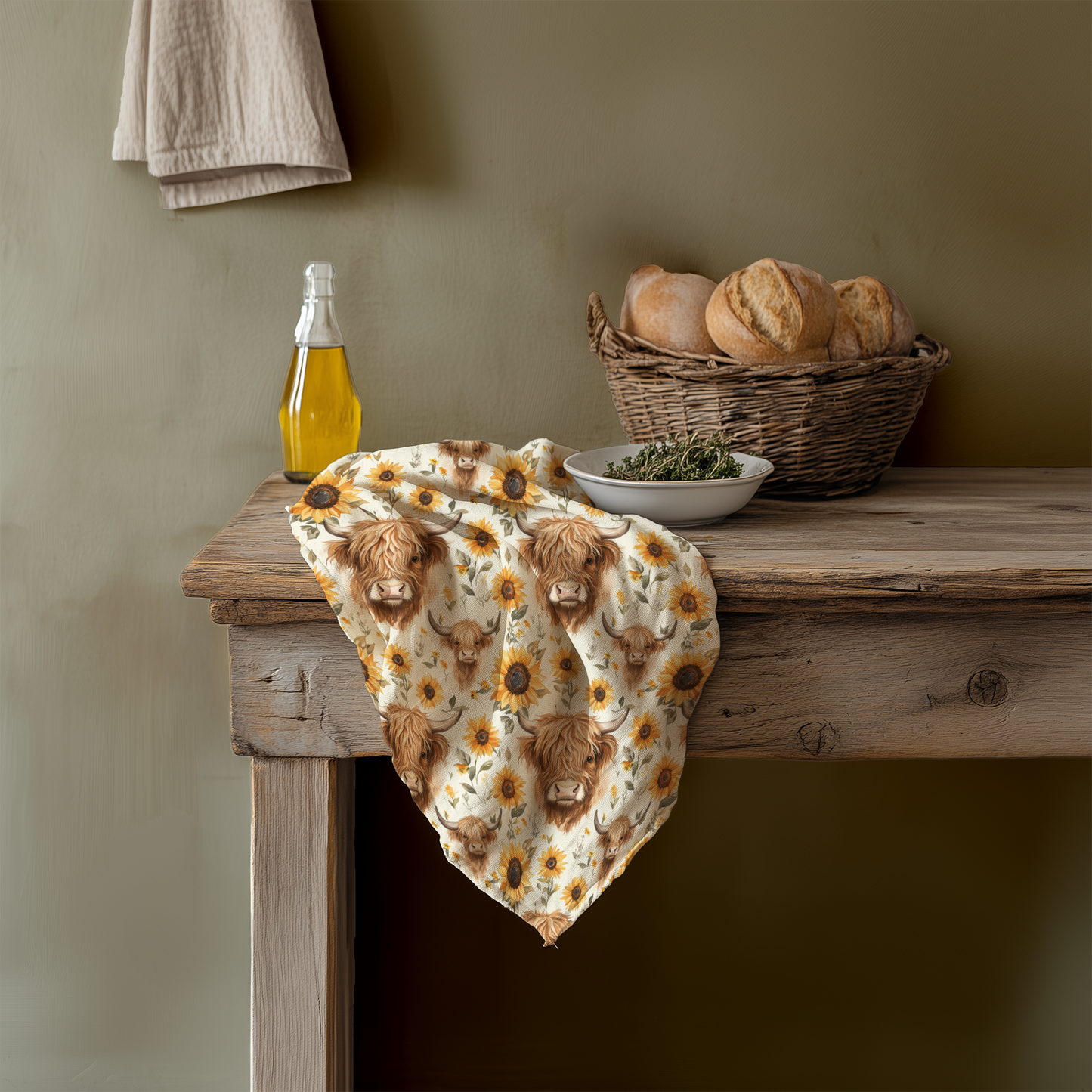 Sunflowers & Fluffy Cows Tea Towel