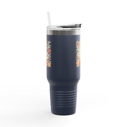 Fall Floral Insulated Travel Mug, 40oz - Eco-Friendly Cup, Autumn Decor, Perfect for Coffee Lovers, Seasonal Gift