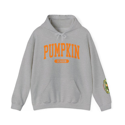 Pumpkin Season Gildan Hoodie | Jumbo’s Pumpkin Patch Logo Sleeve