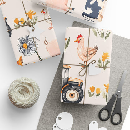 Farm Animal Wrapping Paper – Tractor & Barnyard Gift Wrap for Kids & Families