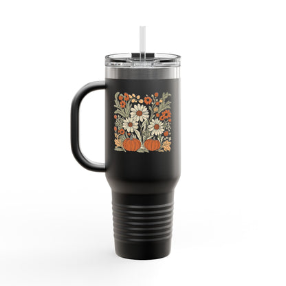 Fall Floral Insulated Travel Mug, 40oz - Eco-Friendly Cup, Autumn Decor, Perfect for Coffee Lovers, Seasonal Gift