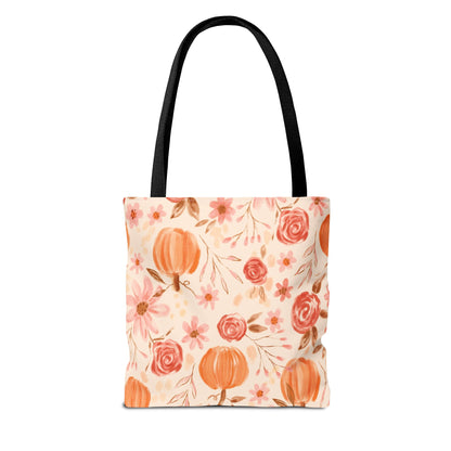 Pumpkin Floral Tote Bag | Fall Market Bag | Rustic Autumn Reusable Tote