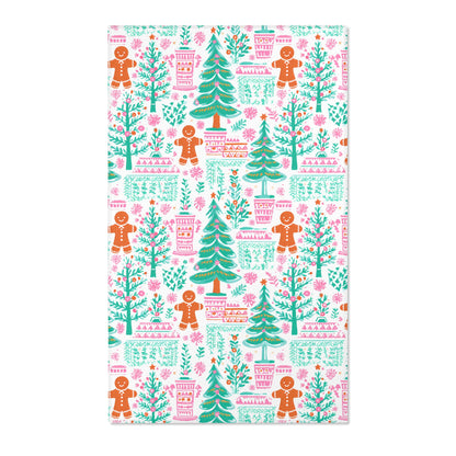 Bright Pastel Christmas Tree Rug | Festive Holiday Accent Rug