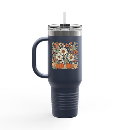 Fall Floral Insulated Travel Mug, 40oz - Eco-Friendly Cup, Autumn Decor, Perfect for Coffee Lovers, Seasonal Gift