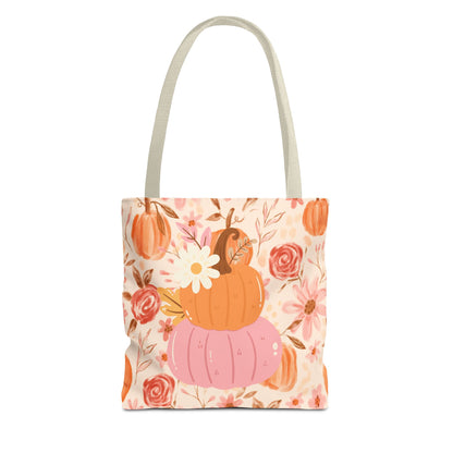 Pumpkin Floral Tote Bag | Fall Market Bag | Rustic Autumn Reusable Tote