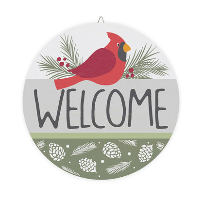 Festive 12x12 Welcome Cardinal Wood Sign | Christmas Front Door Decor | Jumbo’s Pumpkin Patch