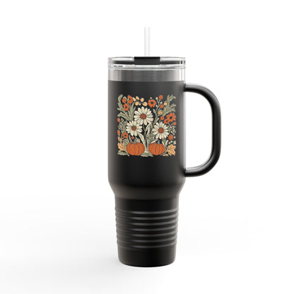 Fall Floral Insulated Travel Mug, 40oz - Eco-Friendly Cup, Autumn Decor, Perfect for Coffee Lovers, Seasonal Gift