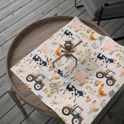 Farm Animal Wrapping Paper – Tractor & Barnyard Gift Wrap for Kids & Families