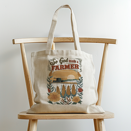 So God Made A Farmer Canvas Tote