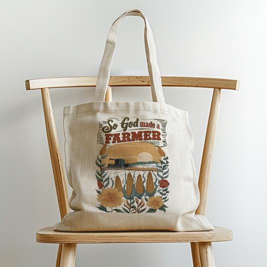 So God Made A Farmer Canvas Tote