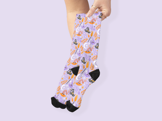 Halloween Crew Socks – Spooky Cats, Witch Hats & Fall Vibes