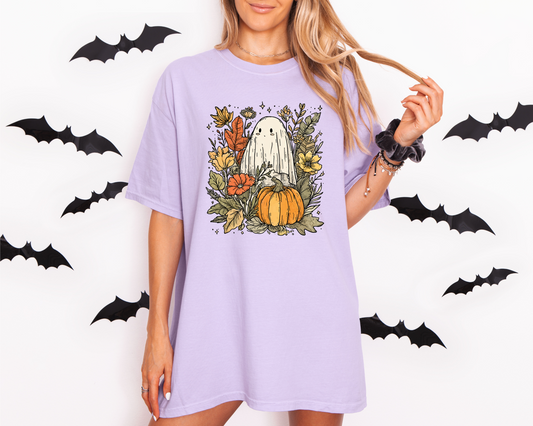 Spooky Ghost & Pumpkin Comfort Colors® Tee – Halloween Fall Graphic Shirt 🎃👻🌻