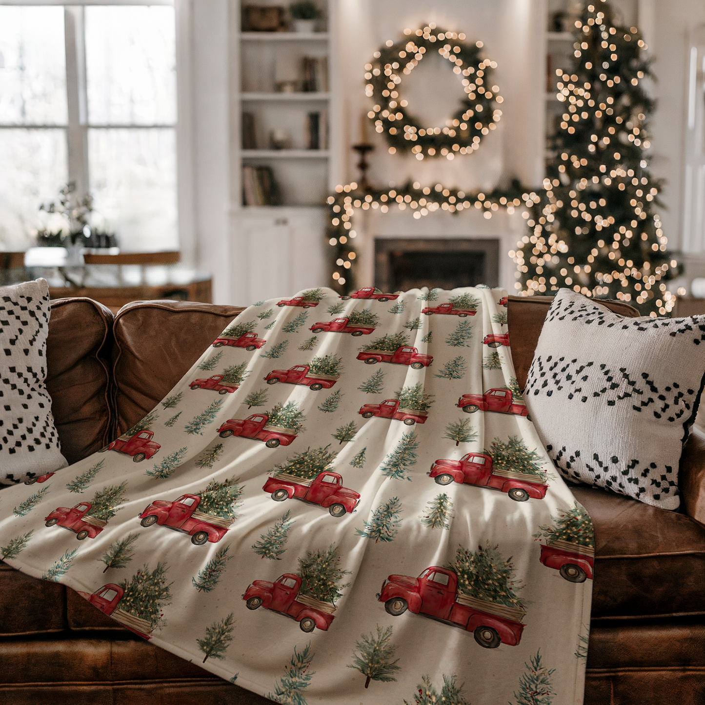 🎄 Vintage Red Truck Christmas Blanket 🚗✨
