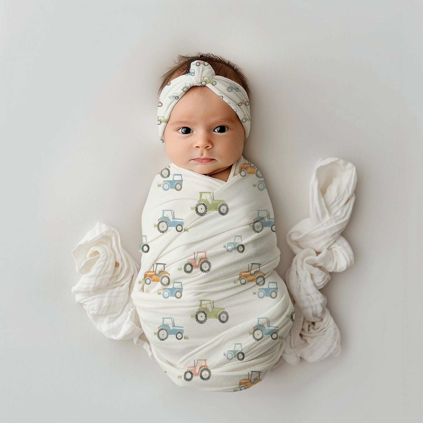 Tractor Dreams Baby Swaddle Blanket | Cozy Farm-Themed Nursery Essential