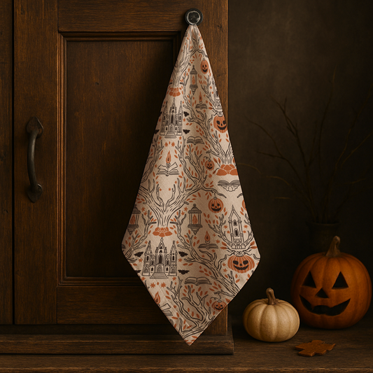 Haunted Harvest Tea Towel | Spooky-Cute Kitchen Décor