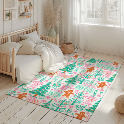 Bright Pastel Christmas Tree Rug | Festive Holiday Accent Rug