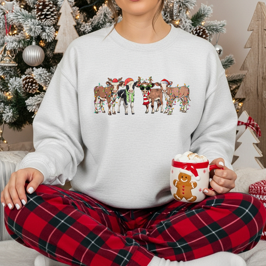 Merry Moo Crewneck – Festive Christmas Sweatshirt