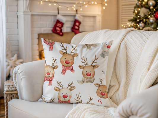 Cozy Cute Reindeer Throw Pillow Cover