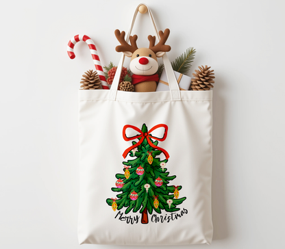 Merry Christmas Cotton Canvas Tote Bag – Festive Farmhouse Favorite
