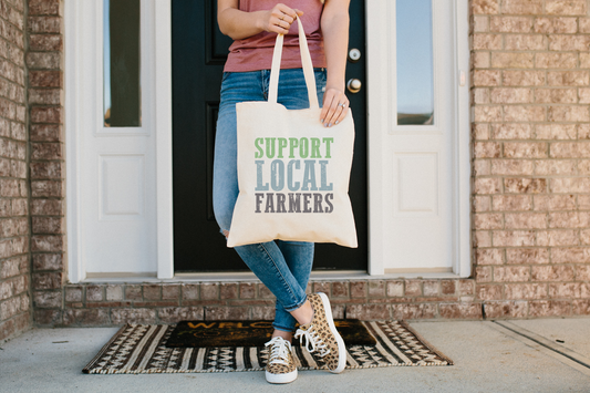 Support Local Farmers Cotton Canvas Tote Bag