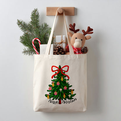 Merry Christmas Cotton Canvas Tote Bag – Festive Farmhouse Favorite