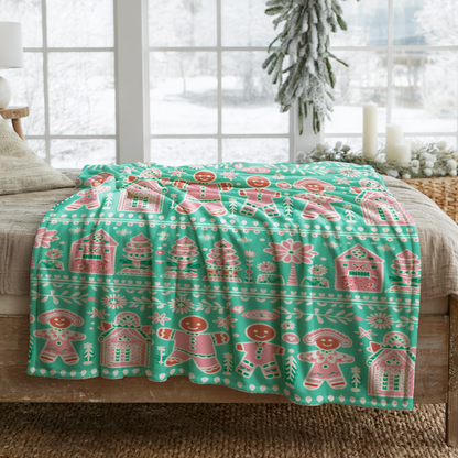 Preppy Gingerbread Man Velveteen Plush Blanket