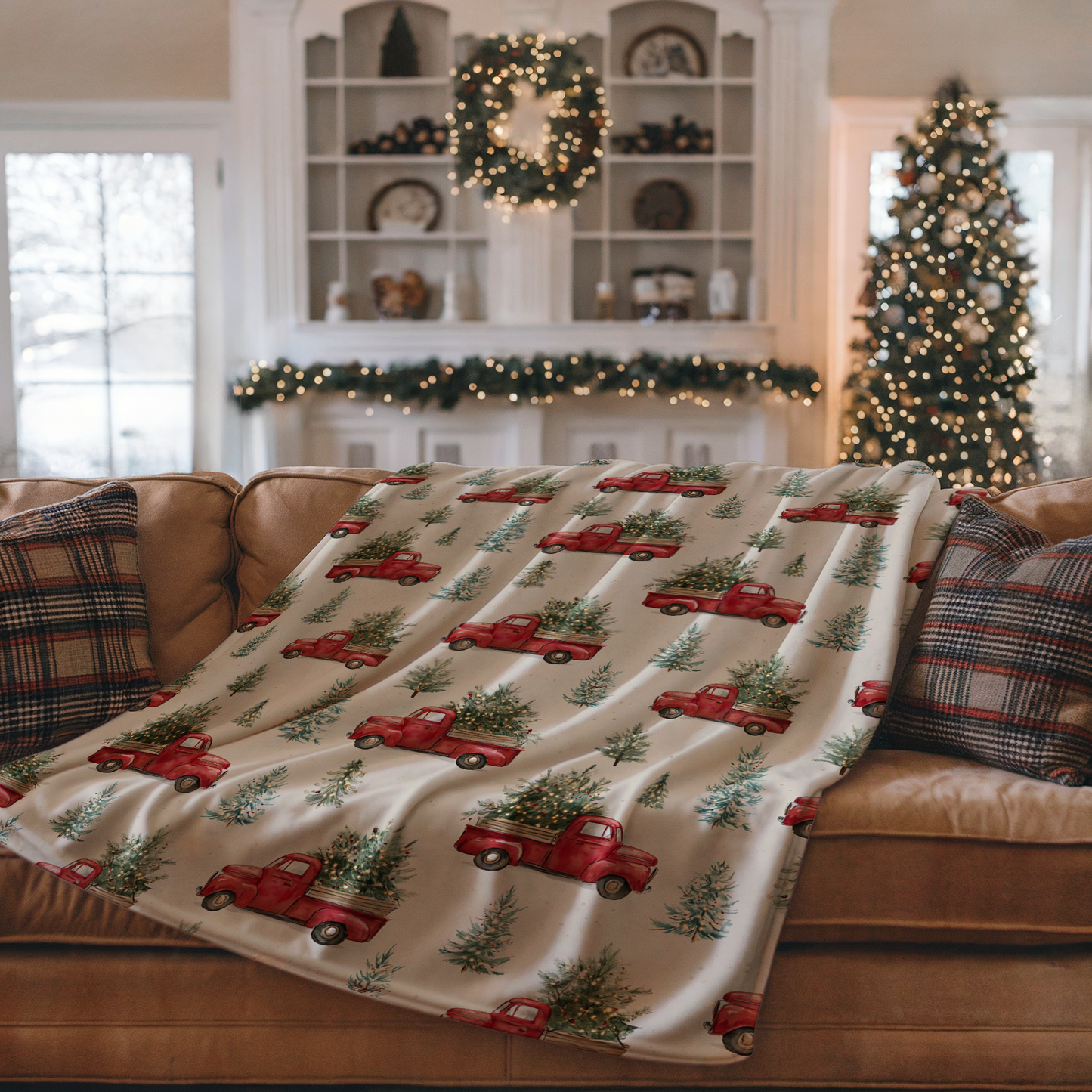 🎄 Vintage Red Truck Christmas Blanket 🚗✨